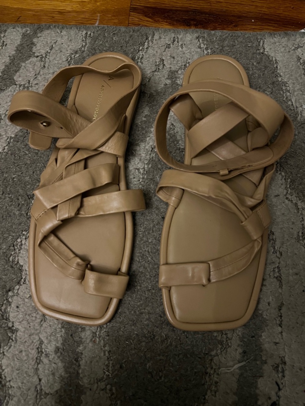Anthropologie Tan Braided Leather Strappy Sandals